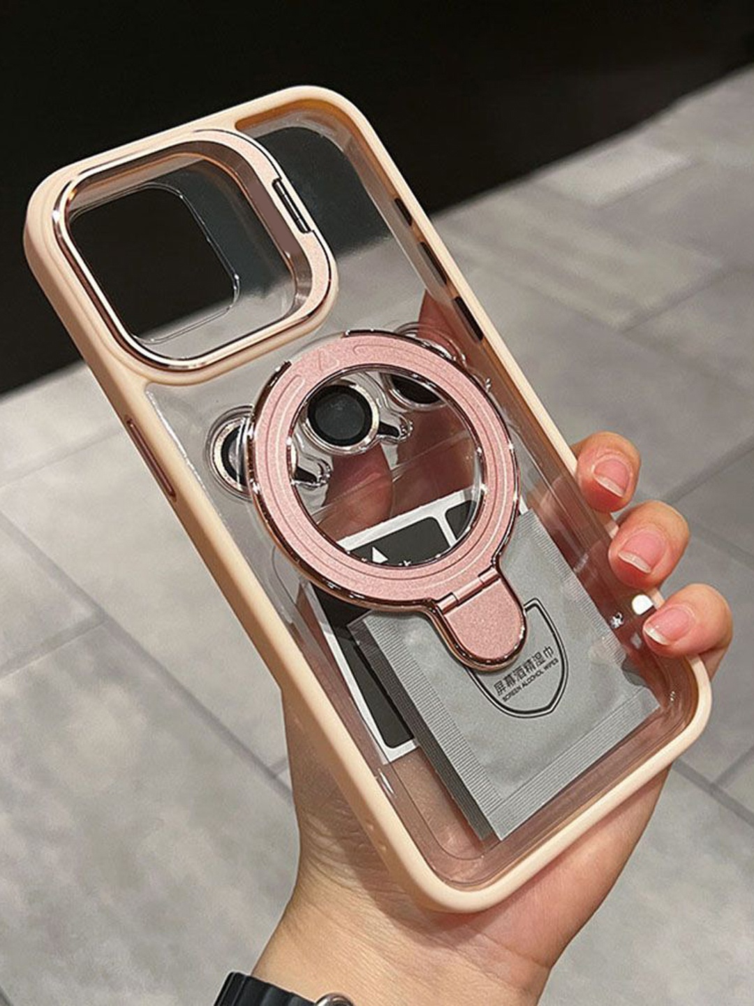 

Luxury Kase Solid Printed iPhone 16 Pro Max Back Case Mobile Accessories, Rose gold