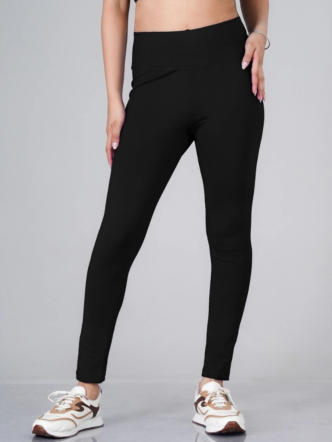 

FLURR Women High Rise Ankle-Length Antimicrobial Tights, Black
