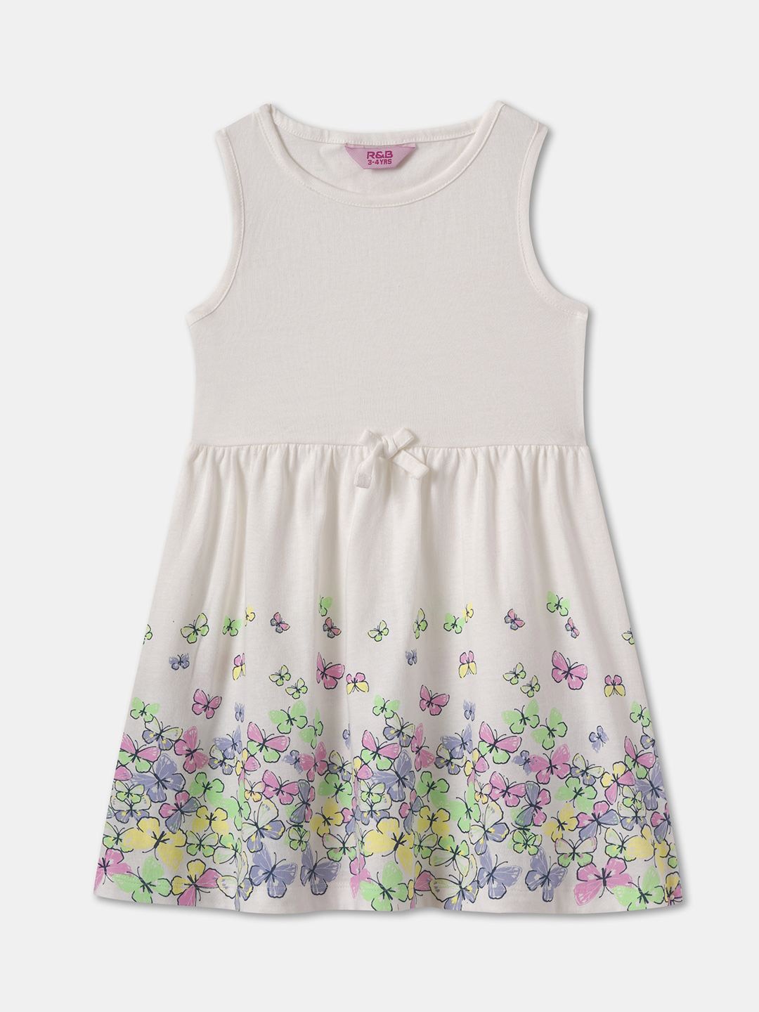 

R&B Girls Floral Print A-Line Dress, White