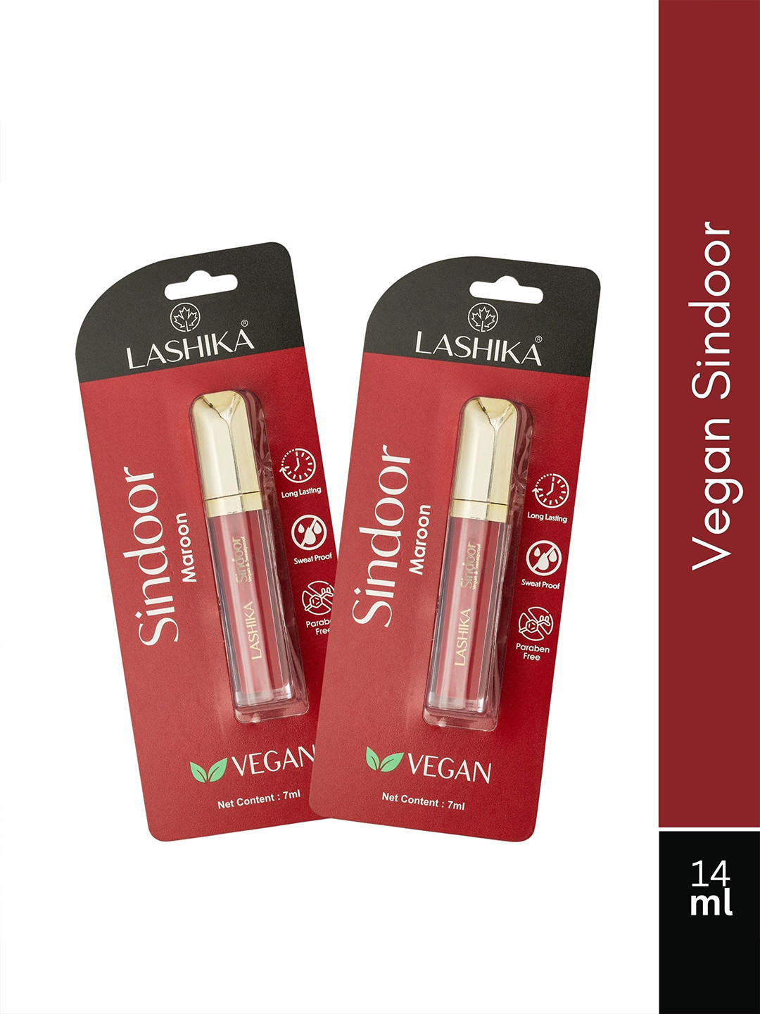 

LASHIKA Set Of 2 Long Lasting Wear Sindoor- 7 ml Each- Maroon & Dark Red