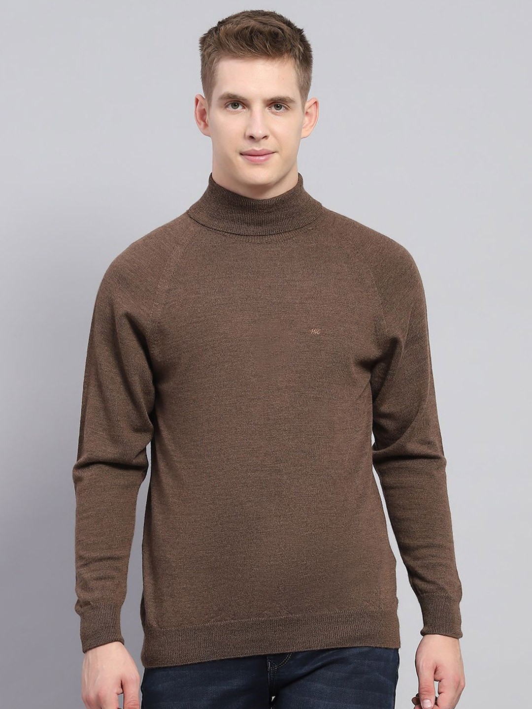 

Monte Carlo Men High Neck Woollen Pullover, Brown