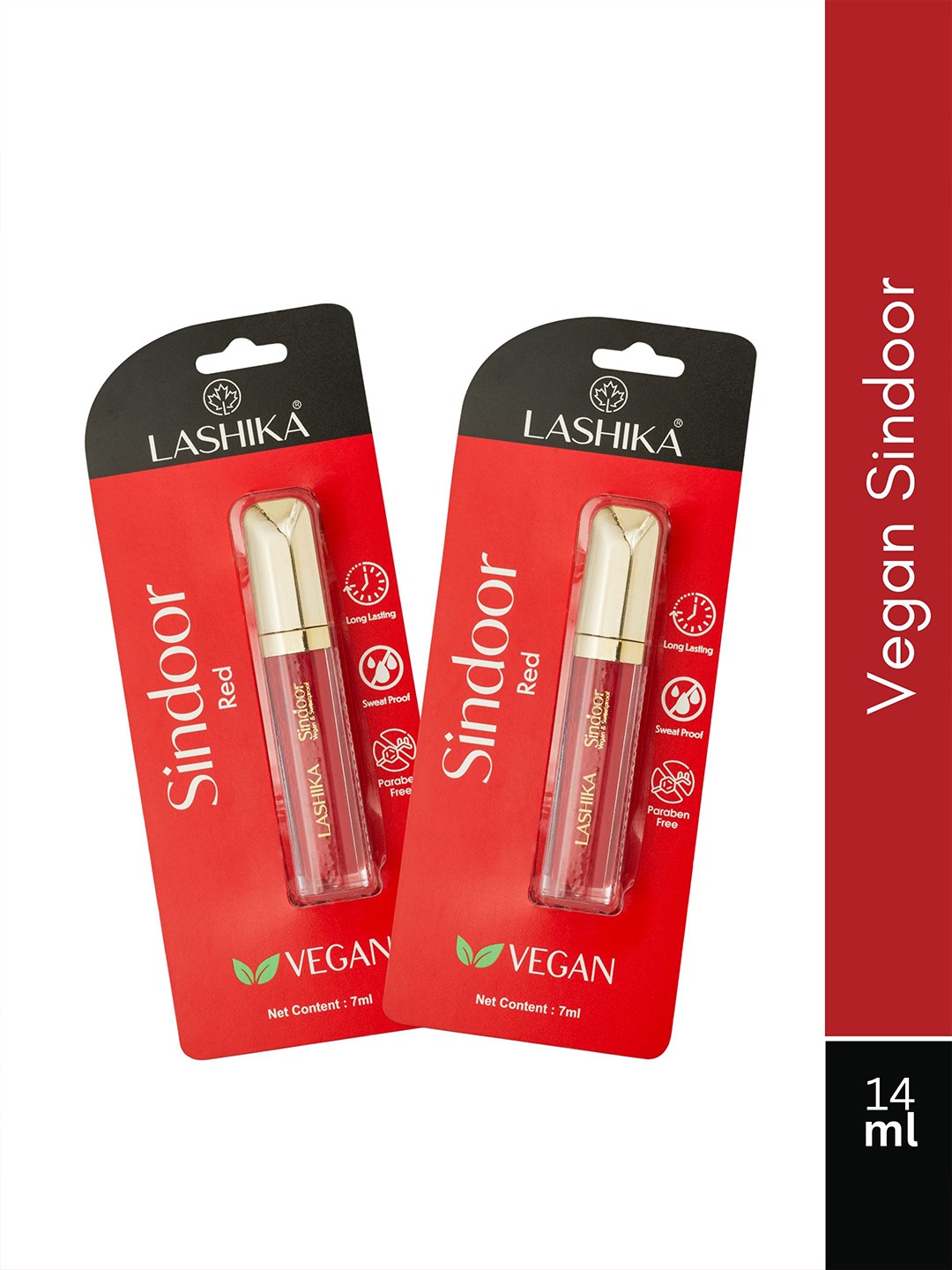 

LASHIKA Set Of 2 Long Lasting Waterproof Sindoor - 7 ml Each - Red