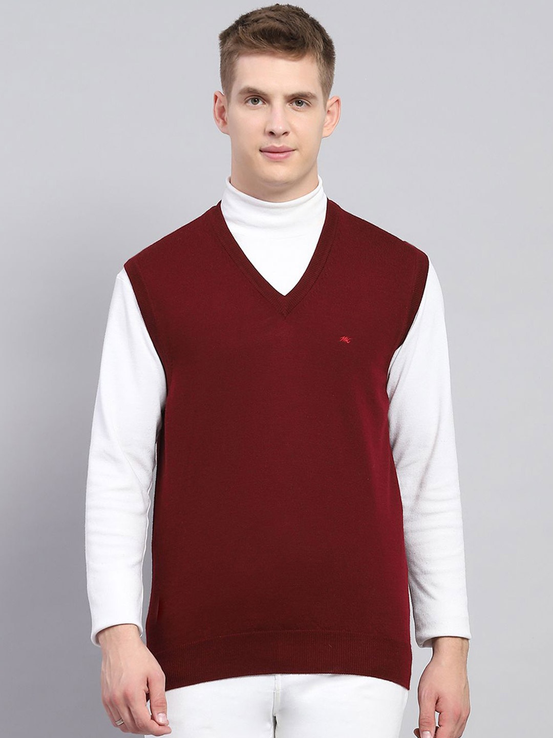 Monte Carlo Men Woollen Pullover, Maroon