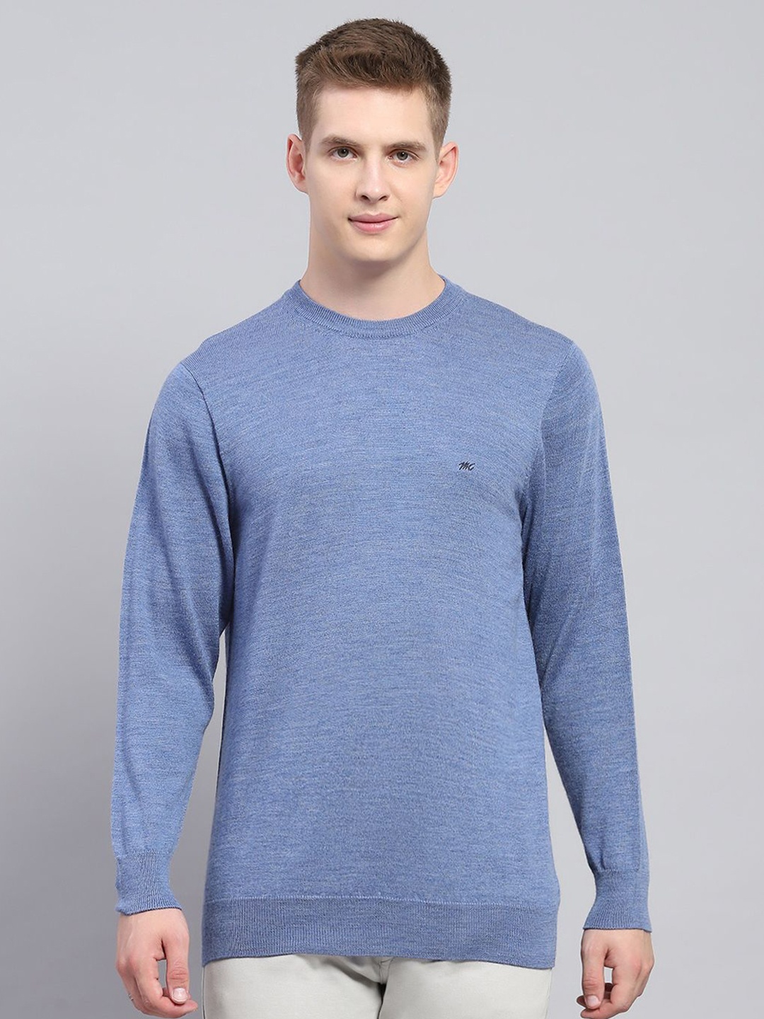 

Monte Carlo Men Round Neck Woollen Pullover Sweater, Blue