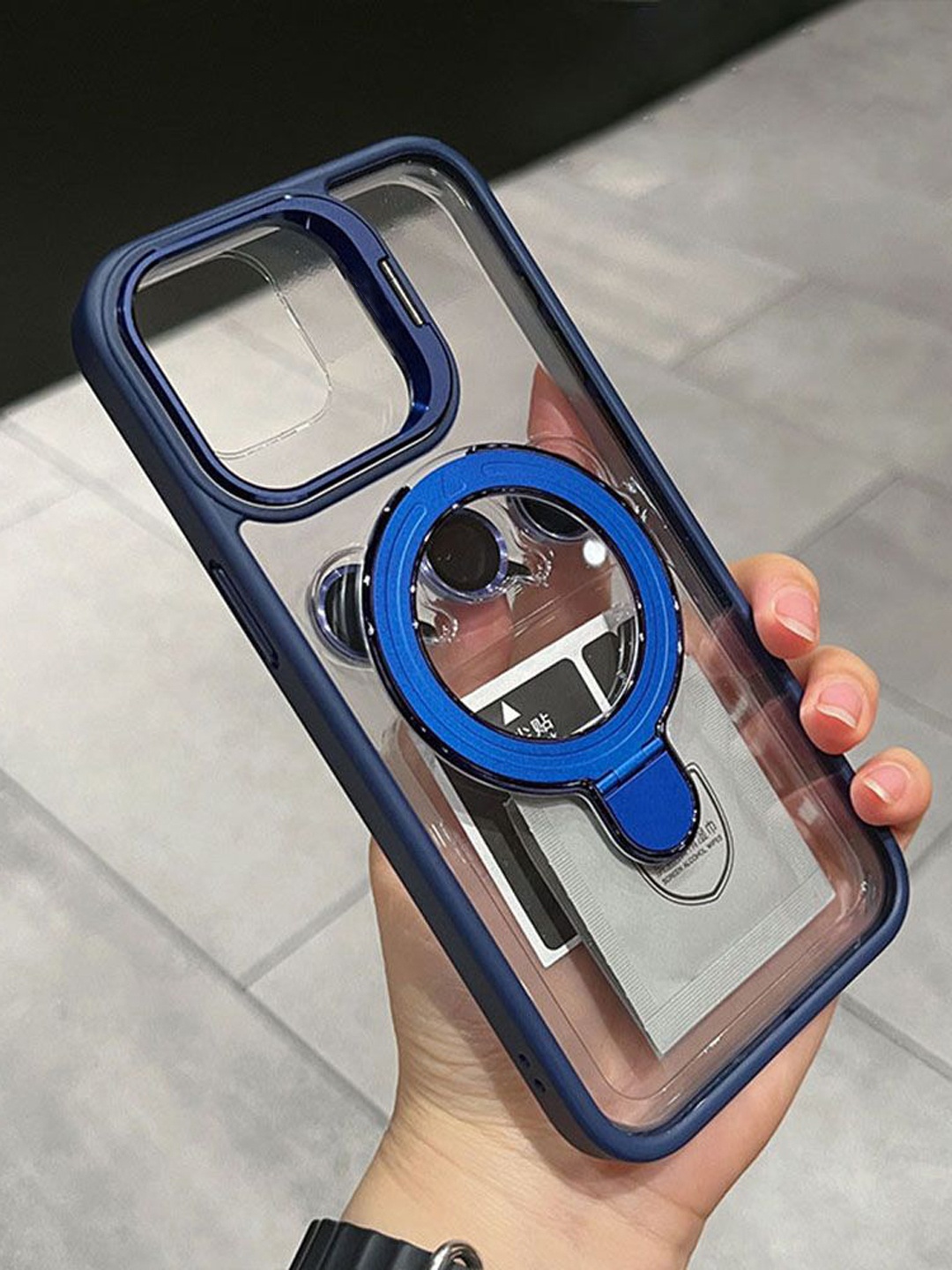 

Luxury Kase Solid Printed iPhone 16 Back Case Mobile Accessories, Navy blue