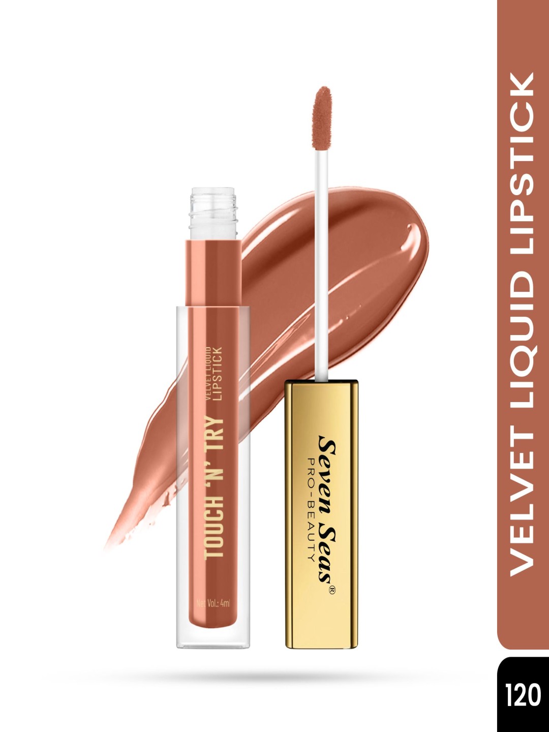 

Seven Seas Touch N Try Velvet Long Lasting Waterproof Liquid Lipstick - 4 ml - Brown- 120