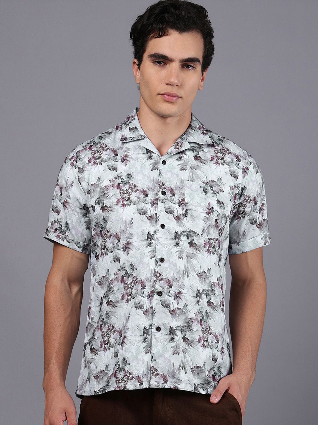 

DON VINO Men India Slim Fit Floral Printed Casual Shirt, White