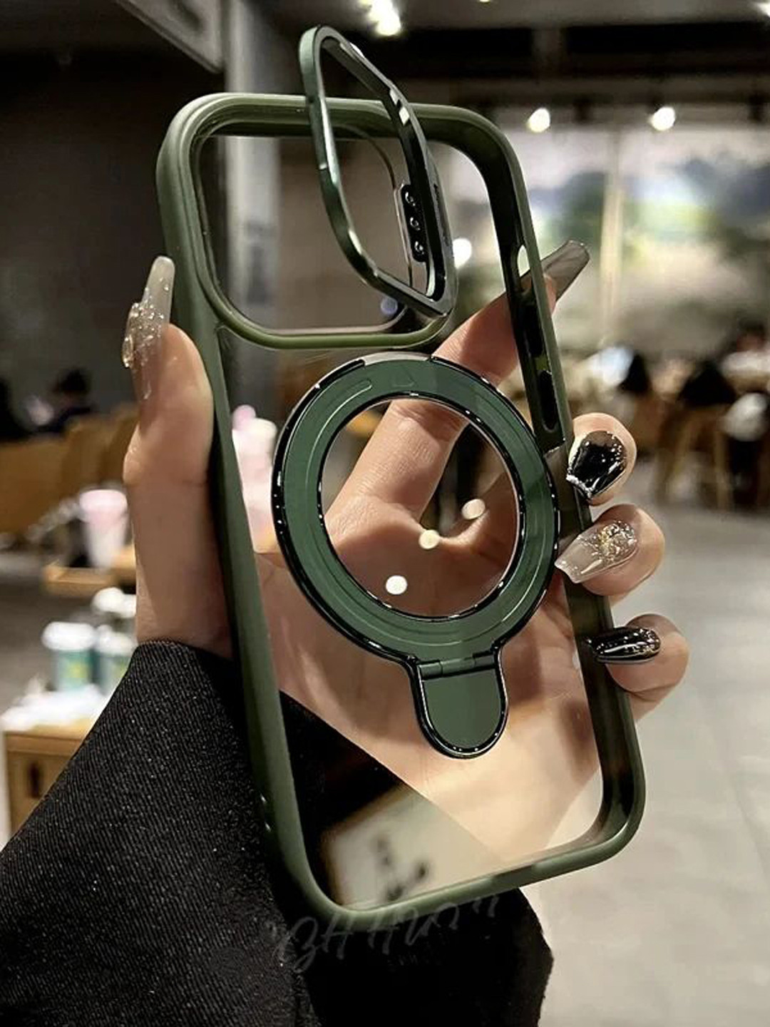 

Luxury Kase Solid Printed iPhone 16 Pro Back Case Mobile Accessories, Green