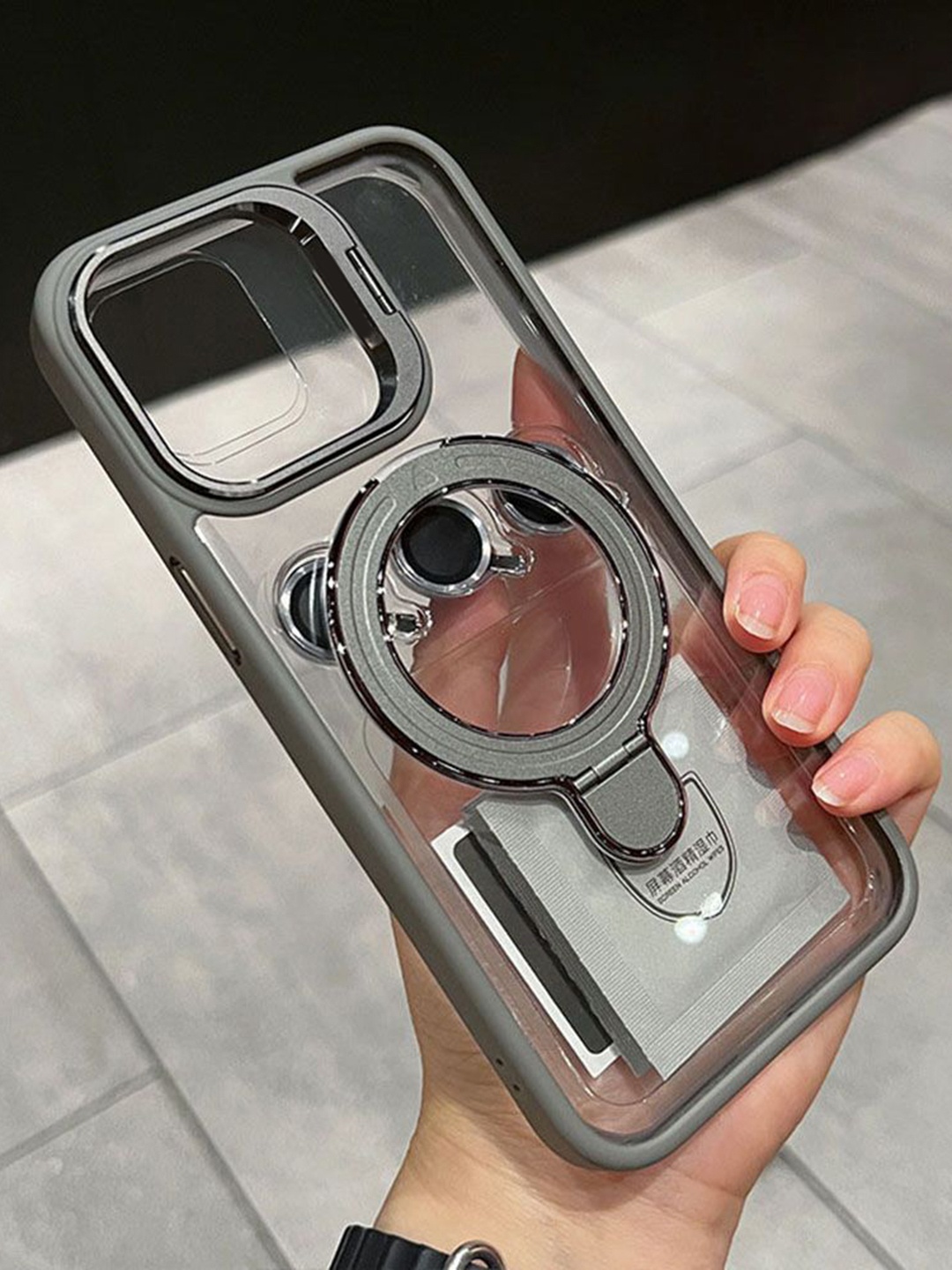 

Luxury Kase Solid Printed iPhone 14 Pro Max Back Case Mobile Accessories, Grey
