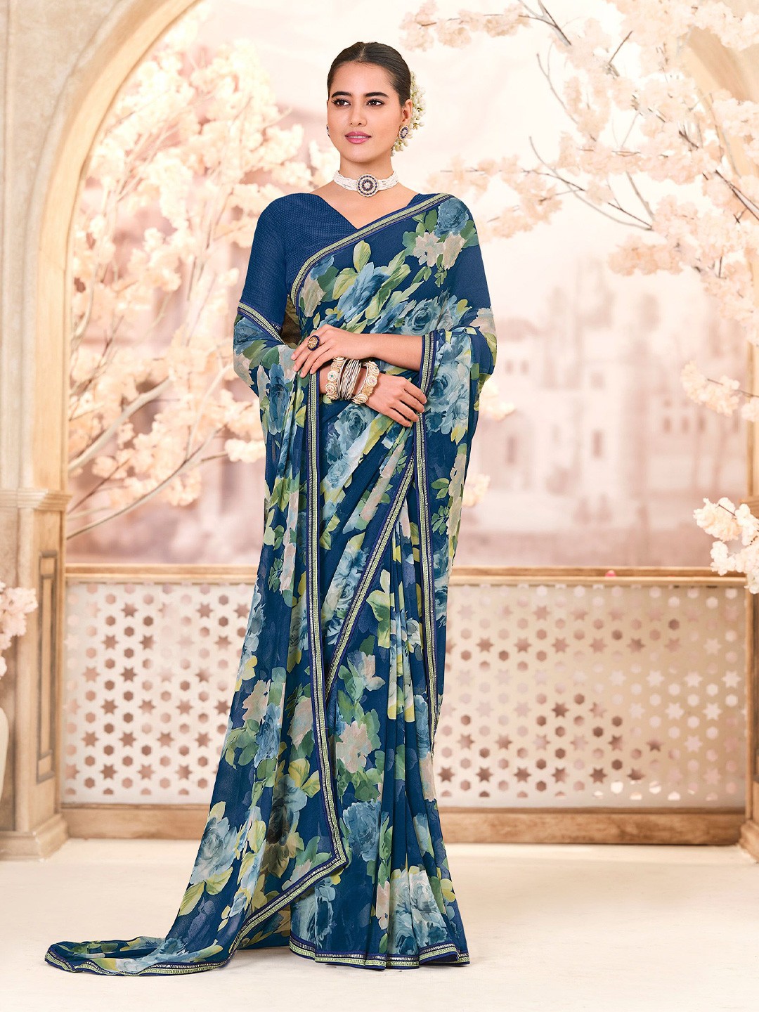 

Laxmipati Floral Saree, Blue