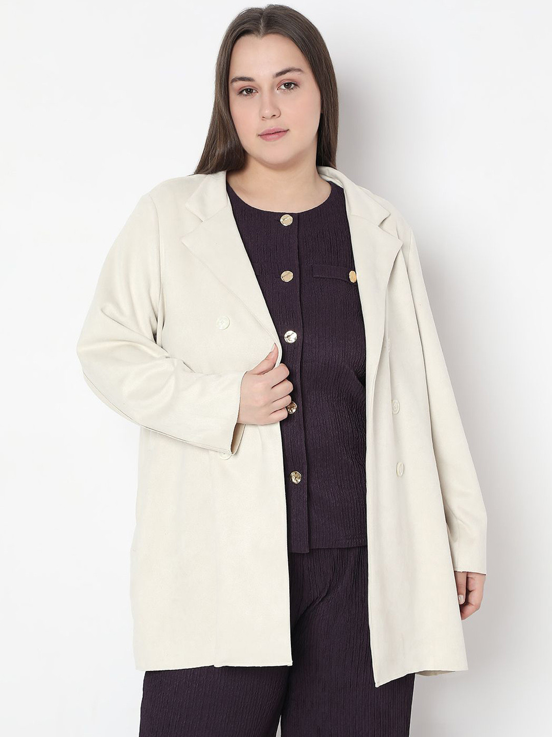 

VERO MODA CURVE Women Lightweight Open Front Jacket, Beige