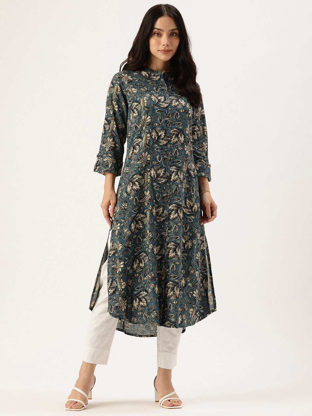 

AMUKTI Floral Printed A Line Kurta, Blue
