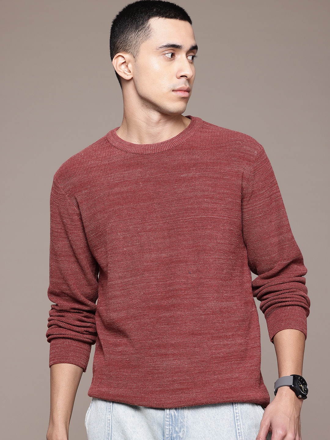 

The Roadster Lifestyle Co. Solid Pure Cotton Pullover, Rust