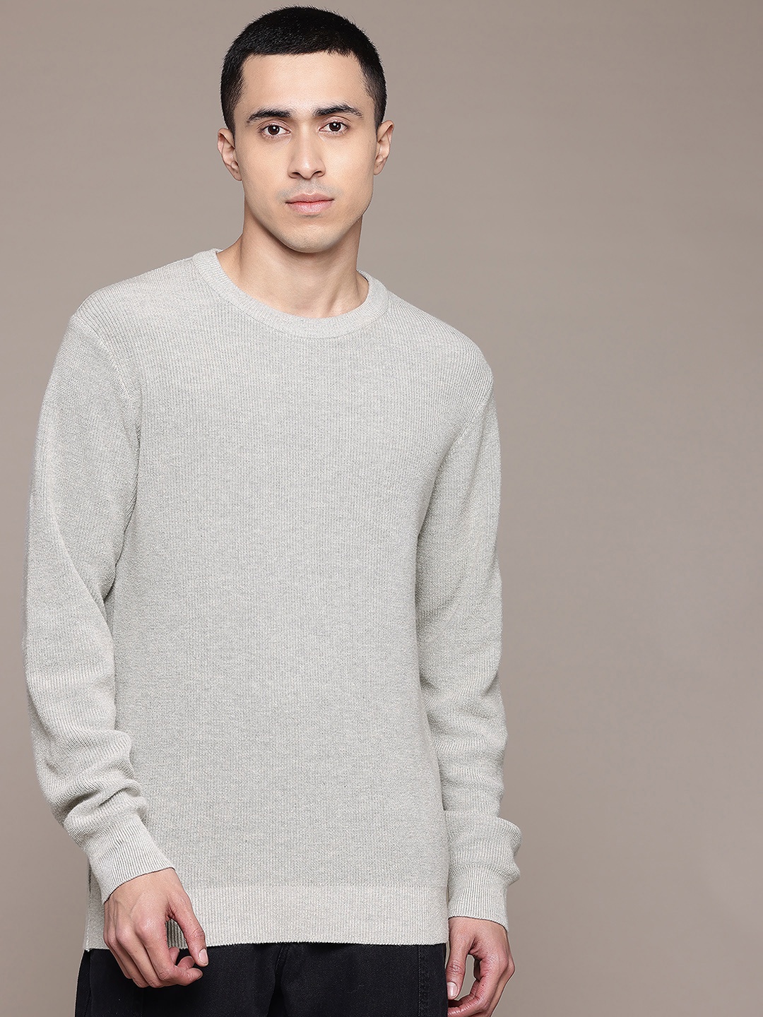 

The Roadster Lifestyle Co. Solid Pure Cotton Pullover, Grey