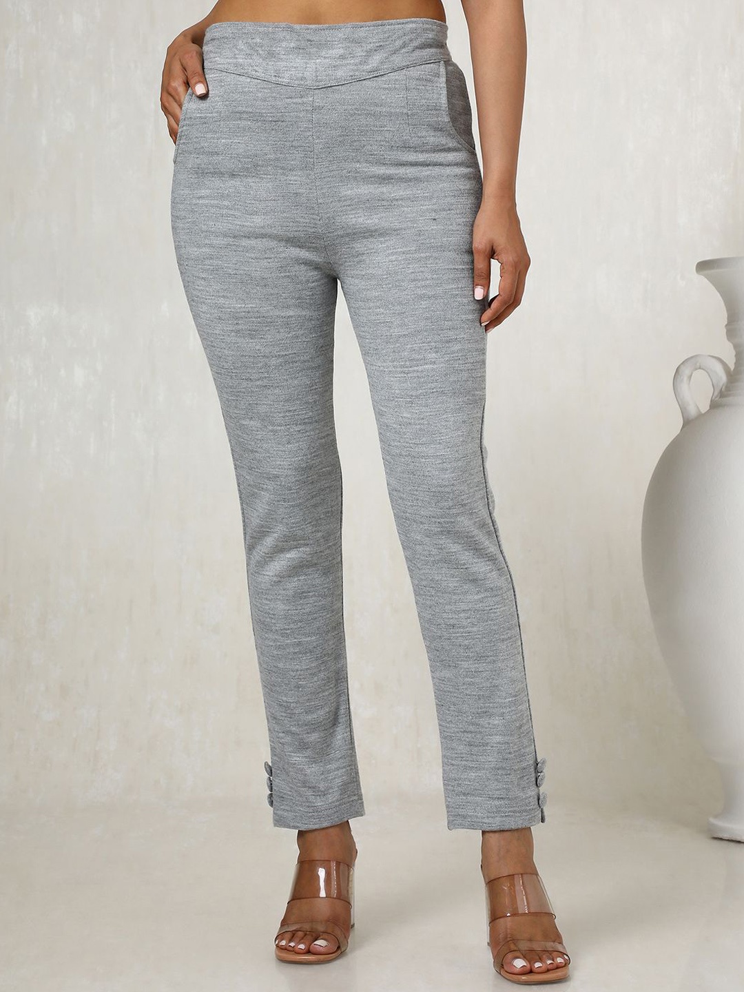 

Soch Women Mid-Rise Regular Fit Trousers, Grey