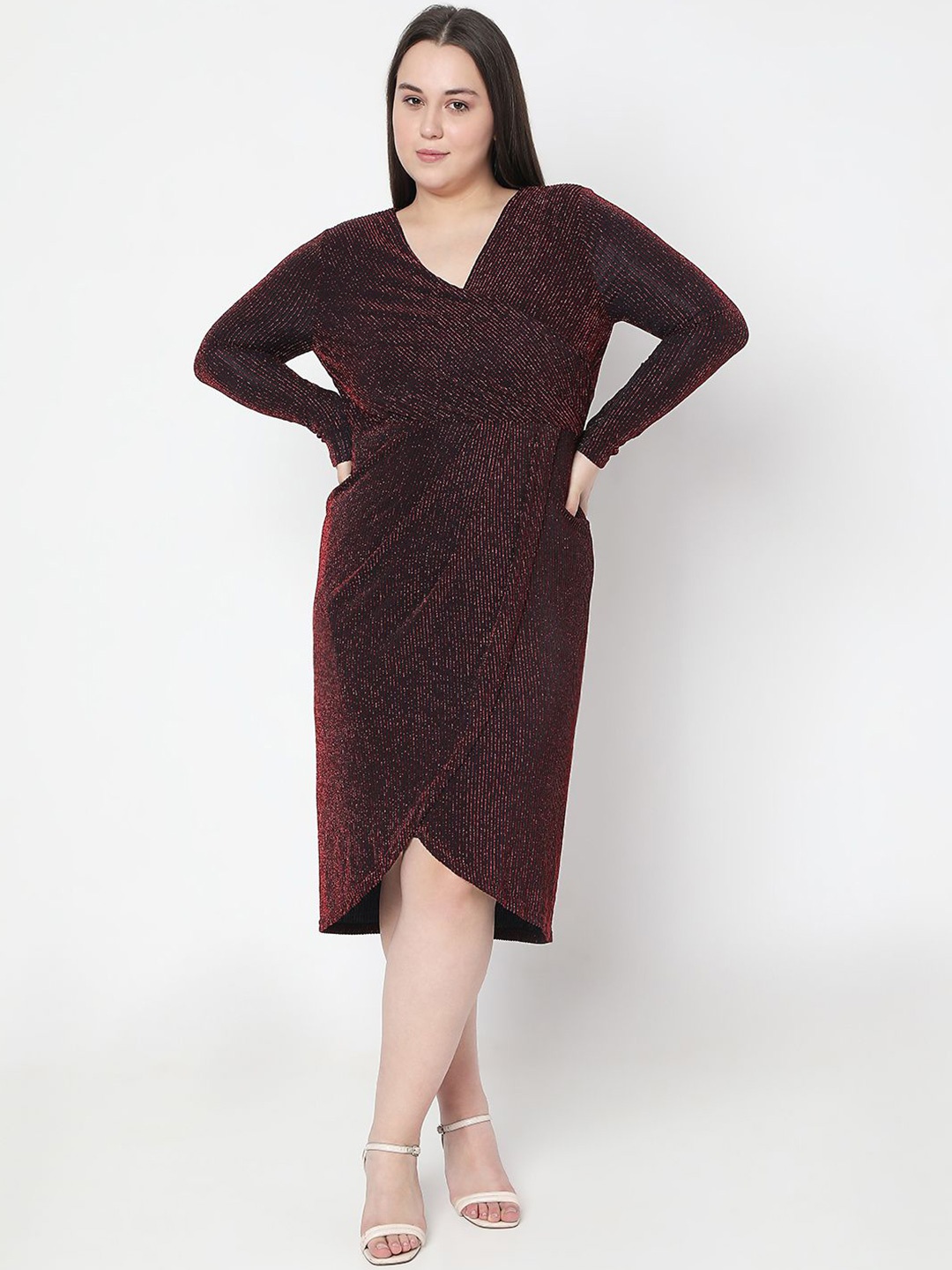 

VERO MODA CURVE Women Fit & Flare Midi Dress, Maroon