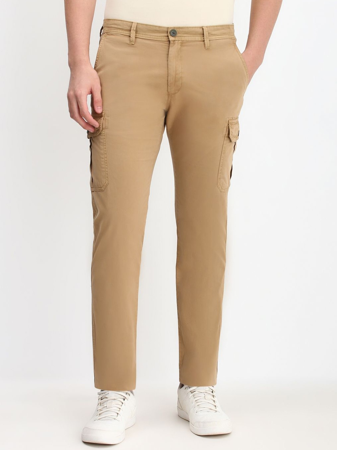 

Allen Solly Men Cotton Slim Fit Cargos Trousers, Khaki