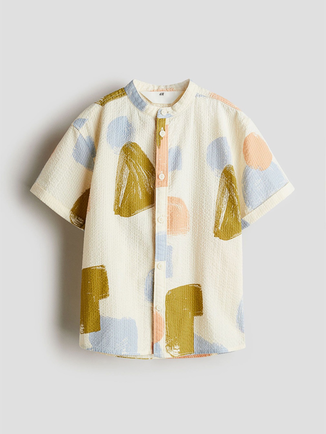 

H&M Short-Sleeved Grandad Shirt, Cream