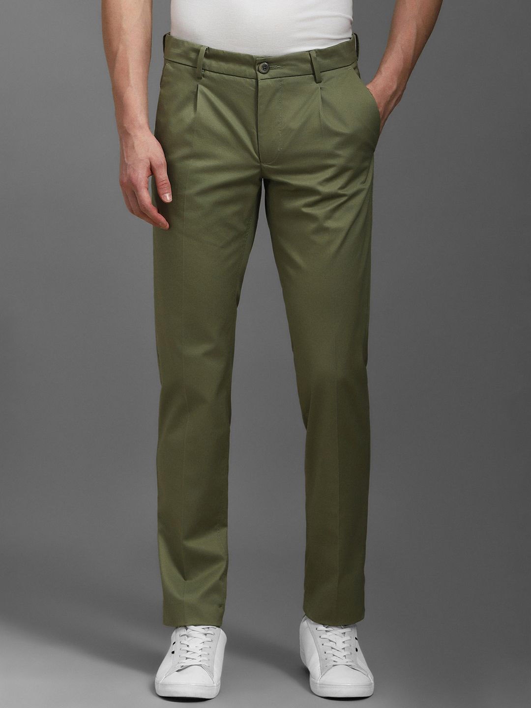 

Louis Philippe Sport Men Slim Fit Pleated Trousers, Olive