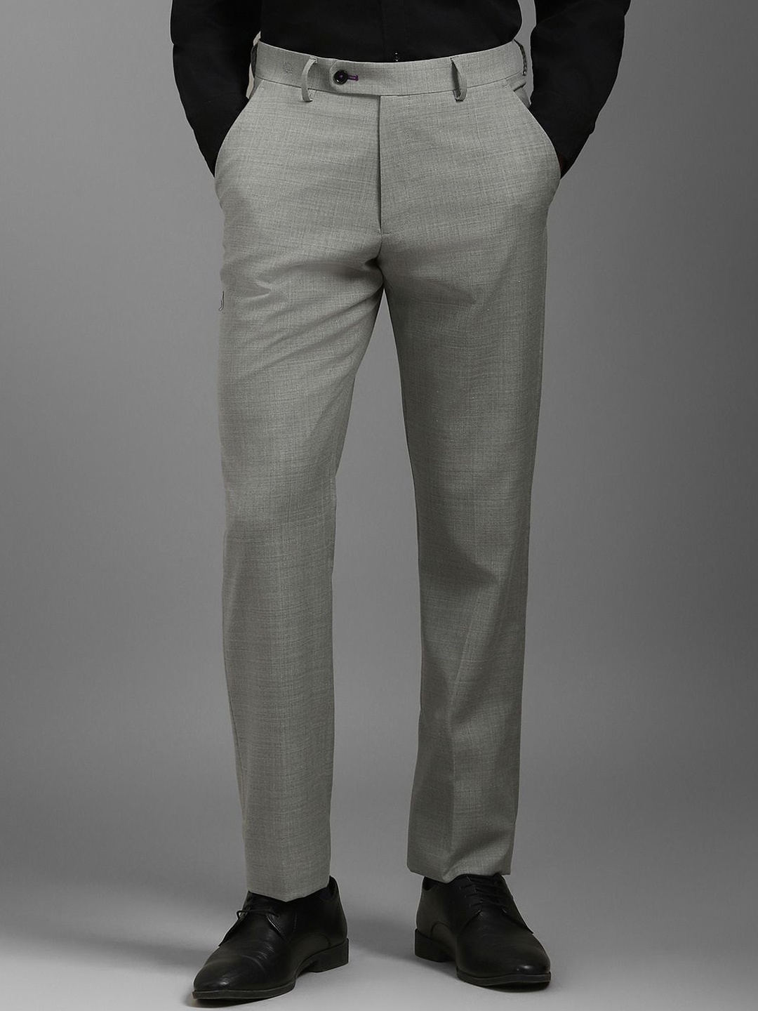 

Luxure by Louis Philippe Men Self Design Regular Fit Trousers, Grey