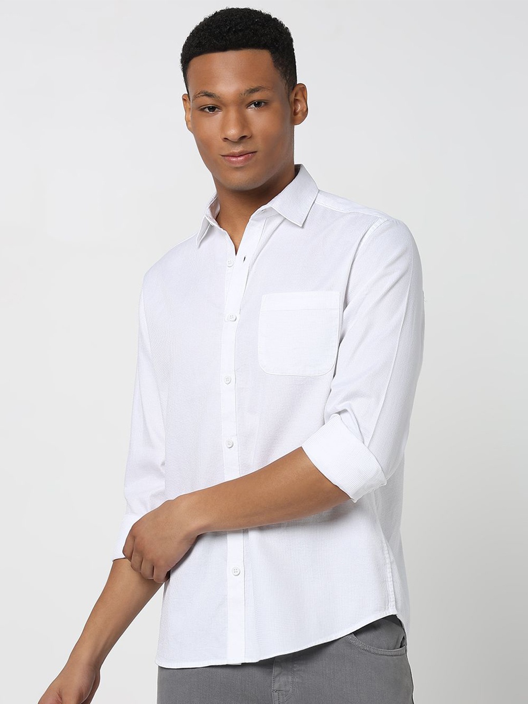 

R&B Men Opaque Casual Shirt, White
