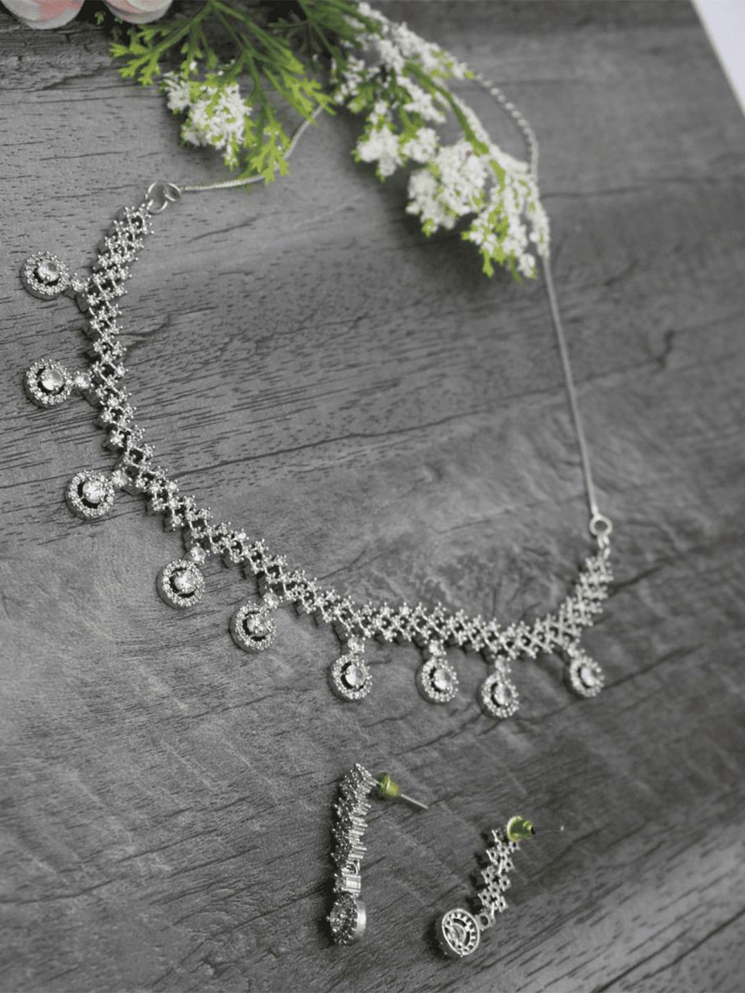 

LC Jewelz Silver Plated Stone Studded Jewellery Set