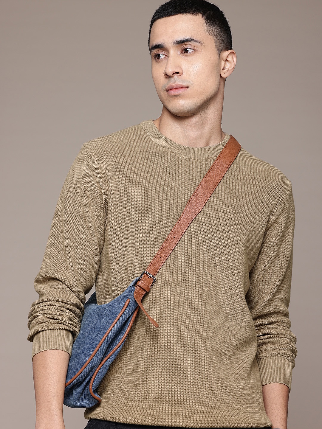 

The Roadster Lifestyle Co. Solid Pure Cotton Pullover, Tan