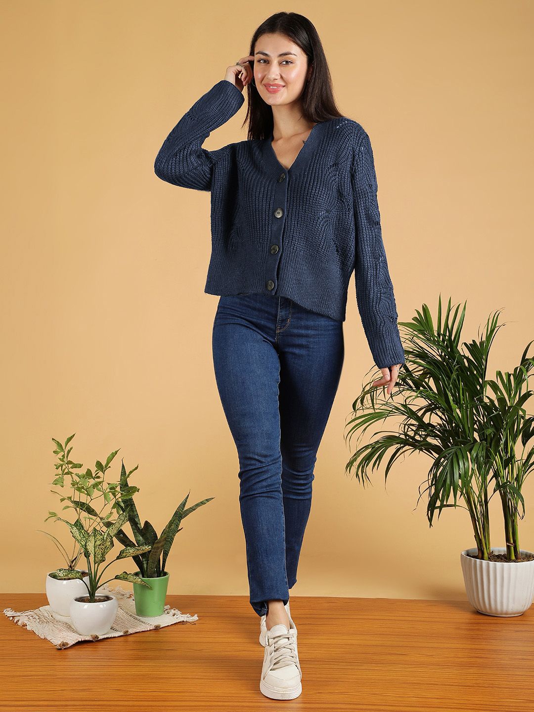 

Kotty Women V-Neck Cardigan, Blue