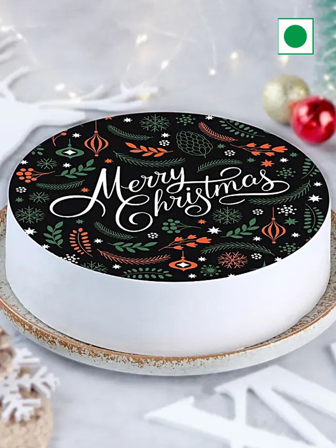 fnp Merry Christmas Pineapple Flavor Photo Cake - 2Kg, White
