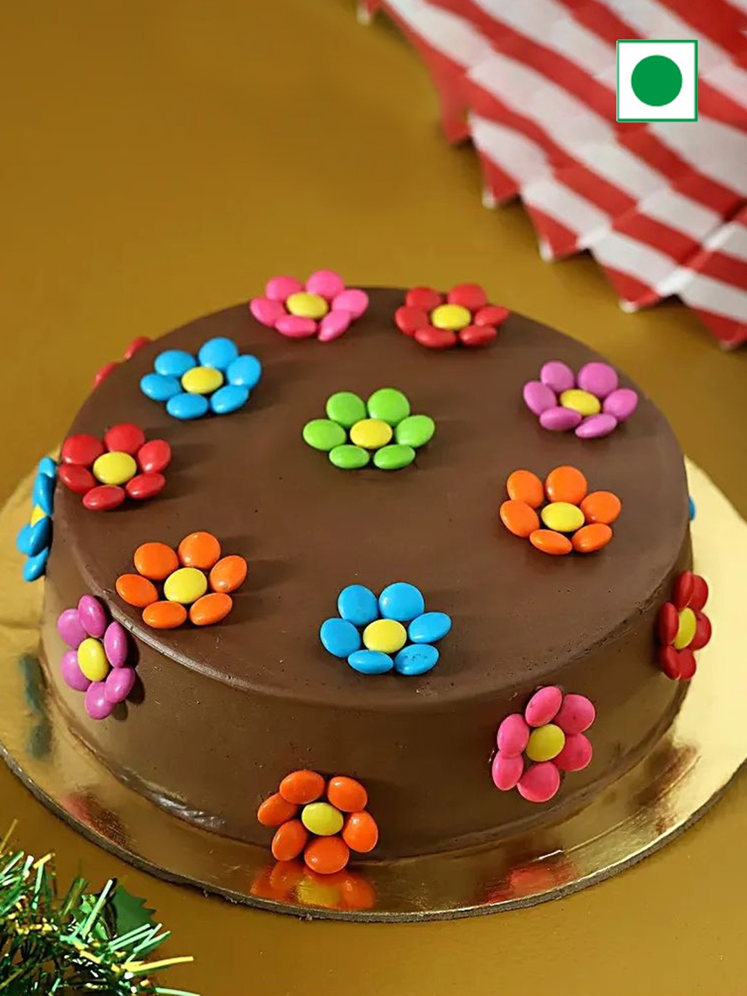 

fnp Starry Xmas Chocolate Flavour Eggless Round Shape Cake -1Kg, Brown