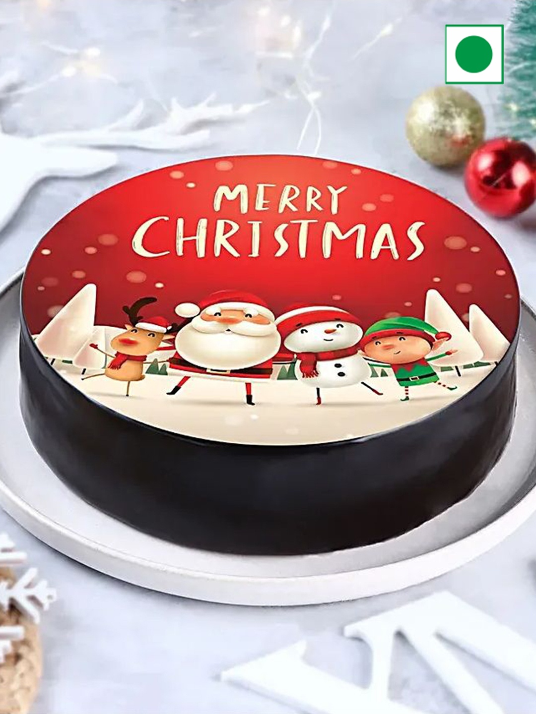 

fnp Santa Chocolate Flavour Eggless Round Shape Cake-2Kg, Brown