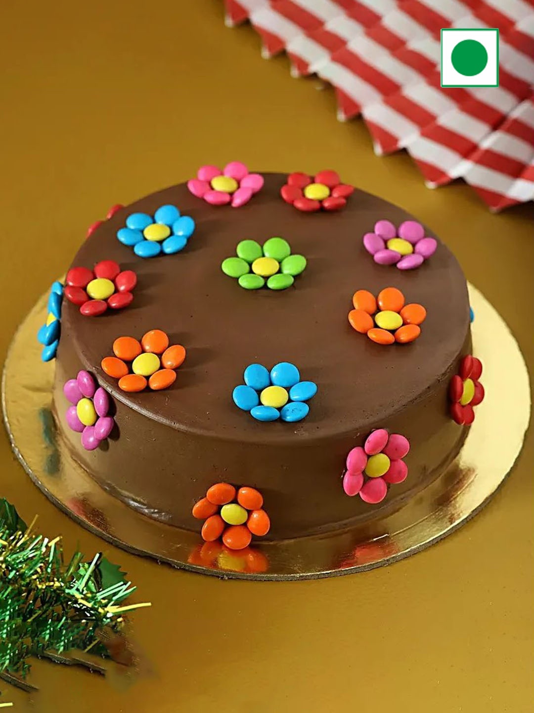 fnp Chocolate Flavor Eggless Round Cake-500 gm, Brown