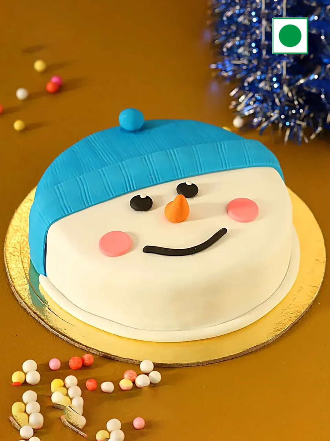 

fnp Snowman Chocolate Truffle Flavour Eggless Round Shape Cake-2Kg, White