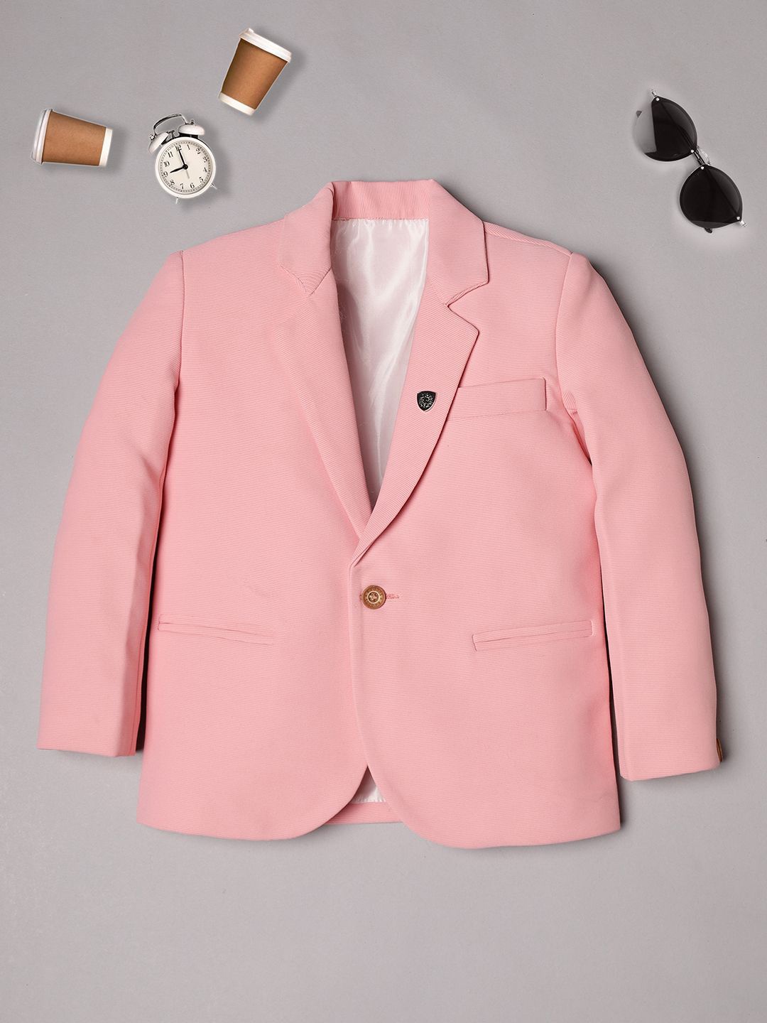 

Ridokidz Boys Tailored-Fit Notched Lapel Single Breasted Blazer, Pink