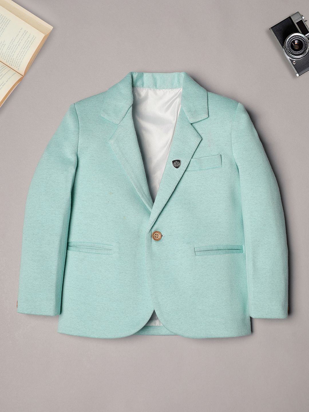 Ridokidz Boys Tailored-Fit Notched Lapel Single Breasted Blazer, Green