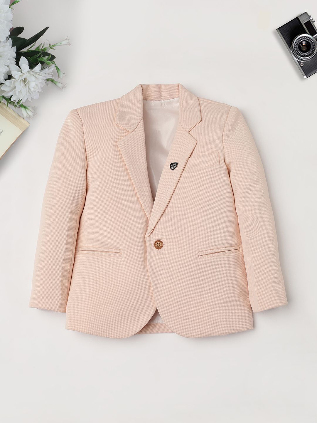 

Ridokidz Boys Tailored-Fit Single Breasted Blazer, Peach