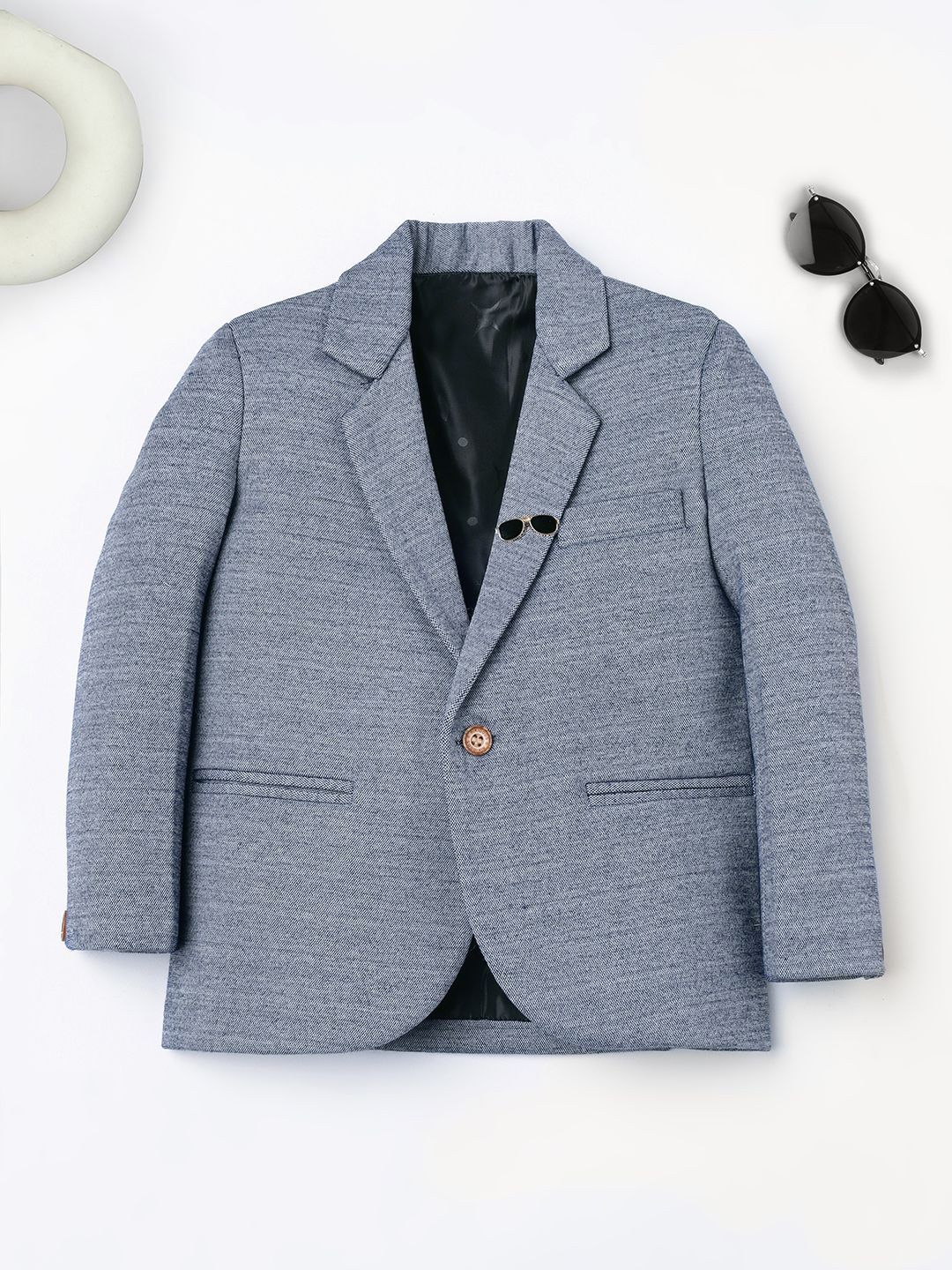 

Ridokidz Boys Tailored-Fit Notched Lapel Single Breasted Blazer, Grey