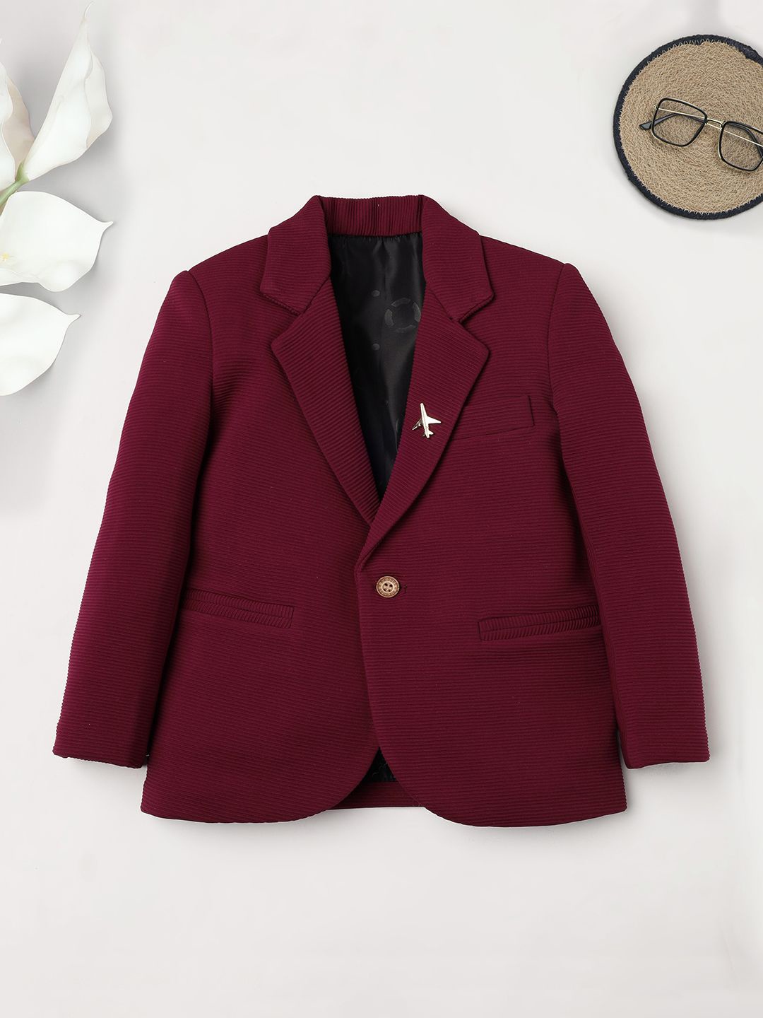 

Ridokidz Boys Tailored-Fit Single Breasted Blazer, Maroon