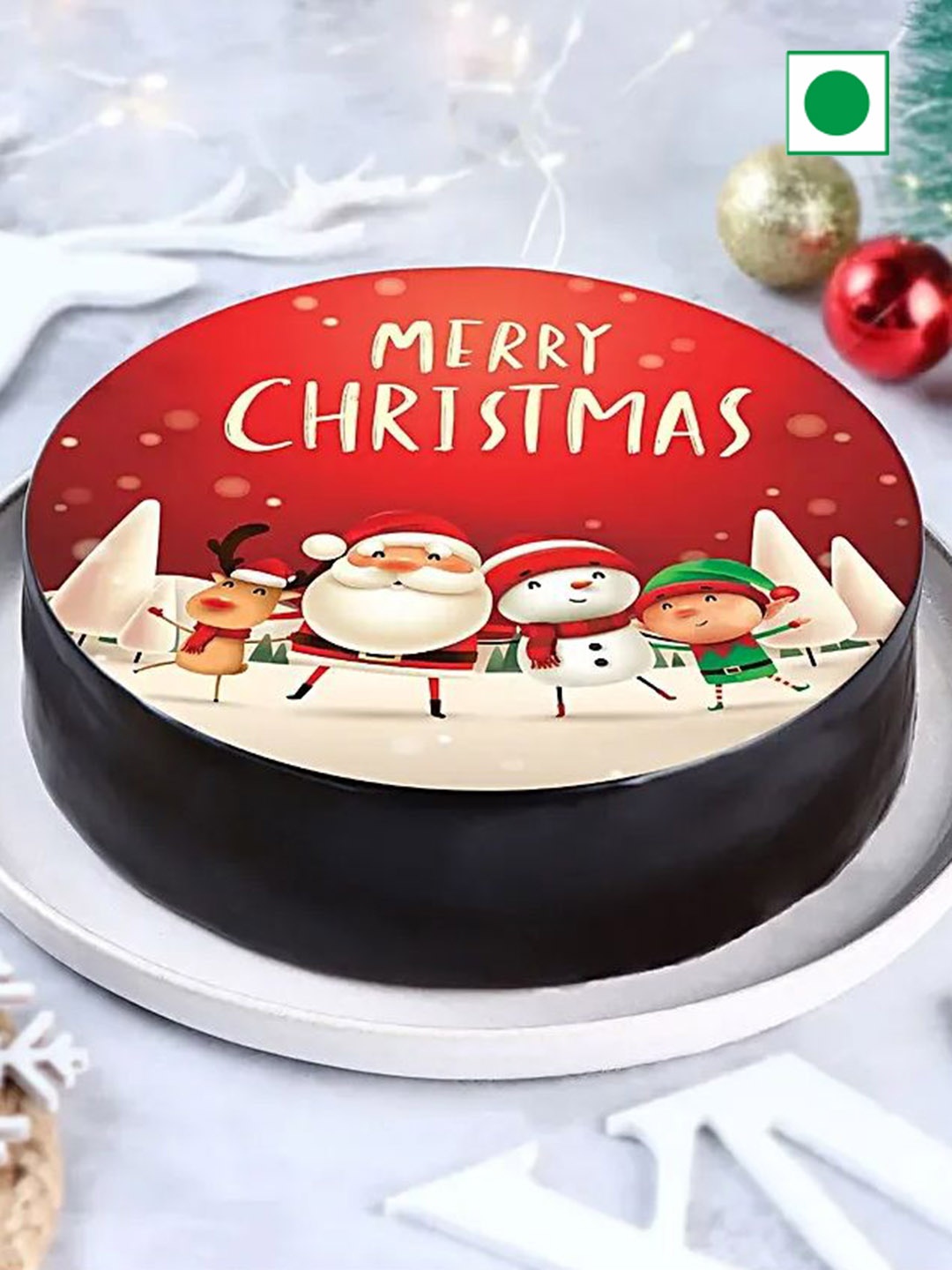 

fnp Santa Chocolate Flavour Eggless Round Shape Cake-1Kg, Brown