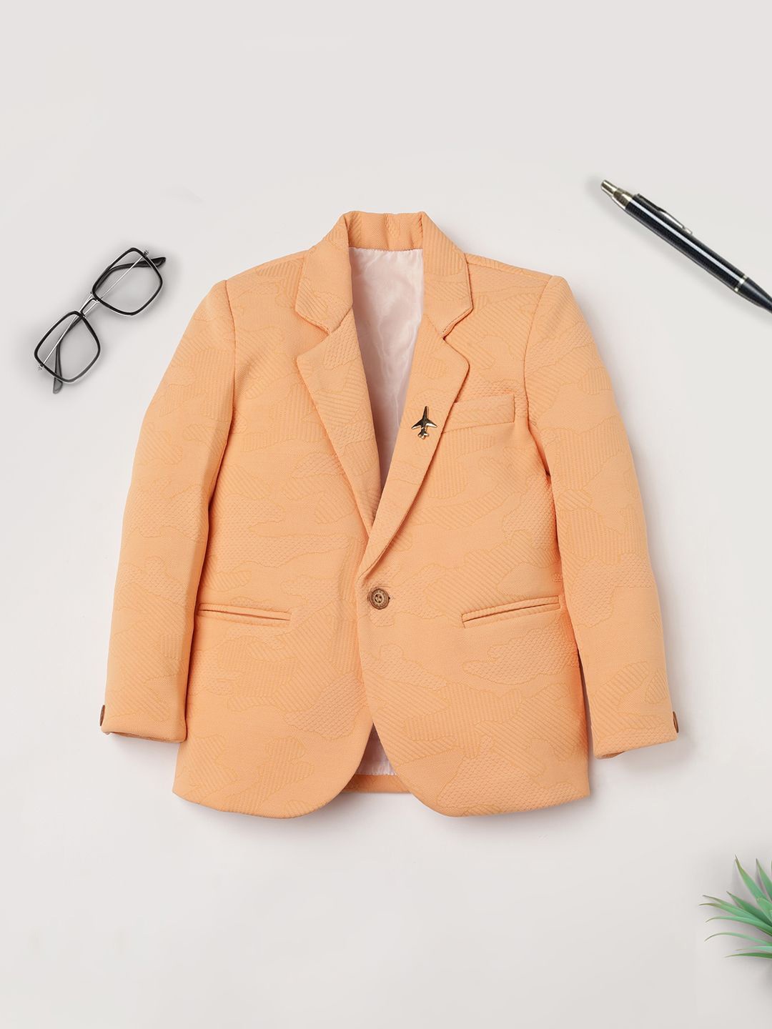 

Ridokidz Boys Tailored-Fit Notched Lapel Single Breasted Blazer, Orange