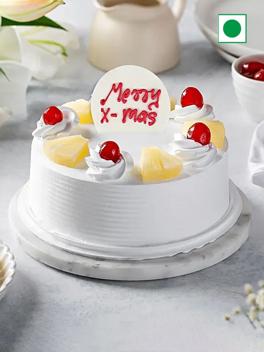 

fnp Christmas Pineapple Flavour Round Shape Cake-500gms, White