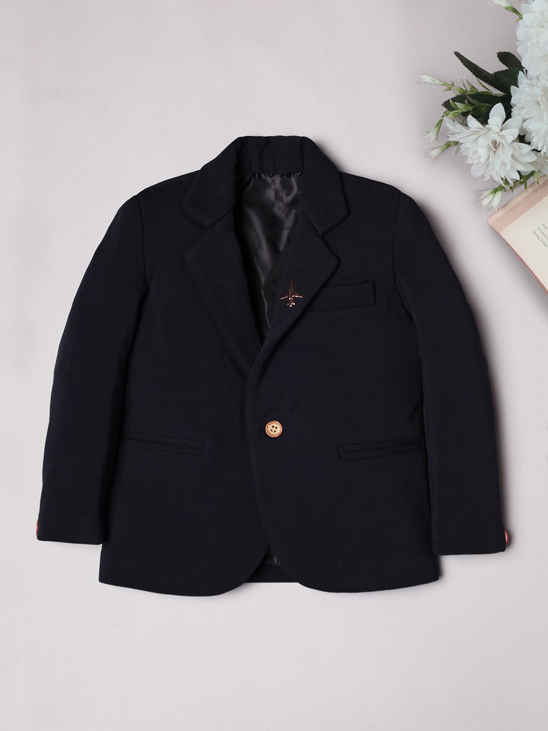 

Ridokidz Boys Tailored-fit Notched Lapel Single Breasted Blazer, Black