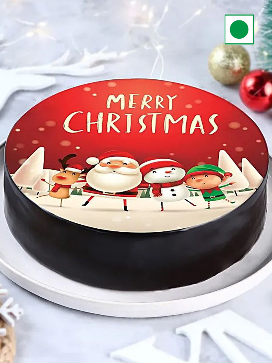 

fnp Santa Chocolate Flavor Eggless Round Cake-2Kg, Red