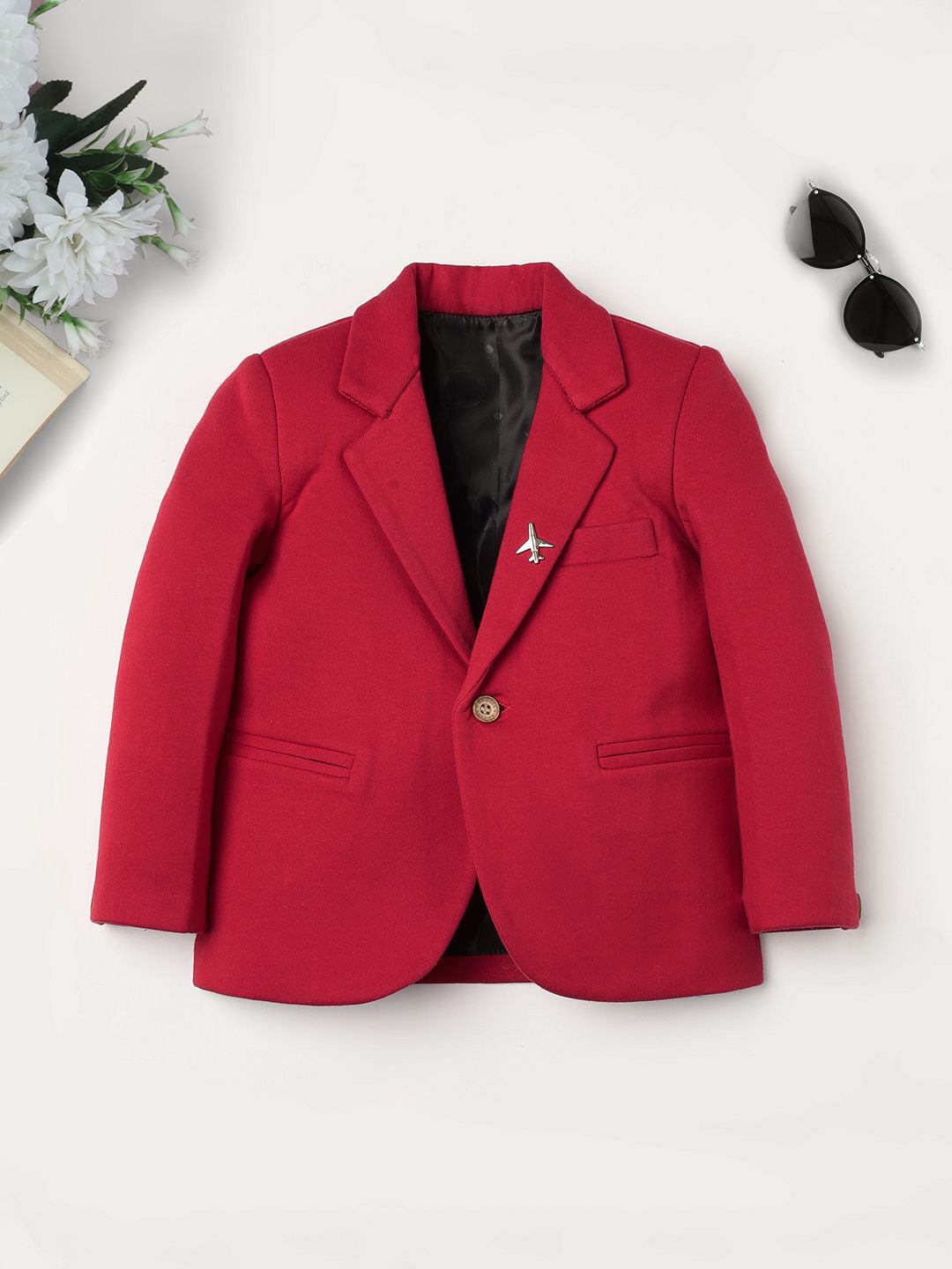 

Ridokidz Boys Tailored-Fit Notched Lapel Single Breasted Blazer, Maroon