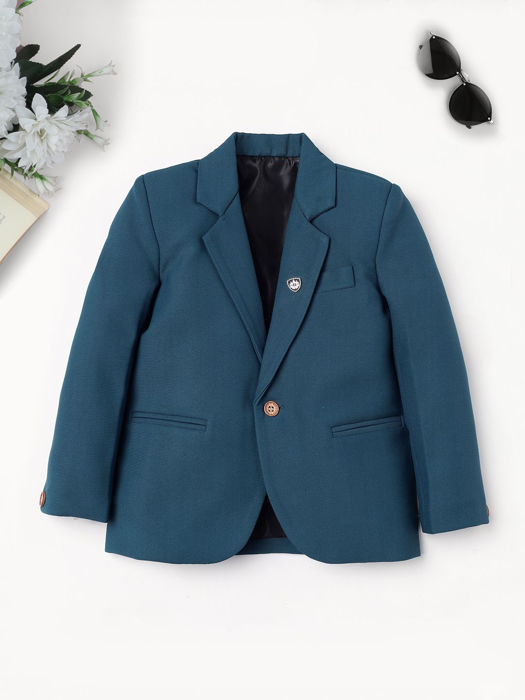 

Ridokidz Boys Tailored-Fit Single Breasted Blazer, Teal