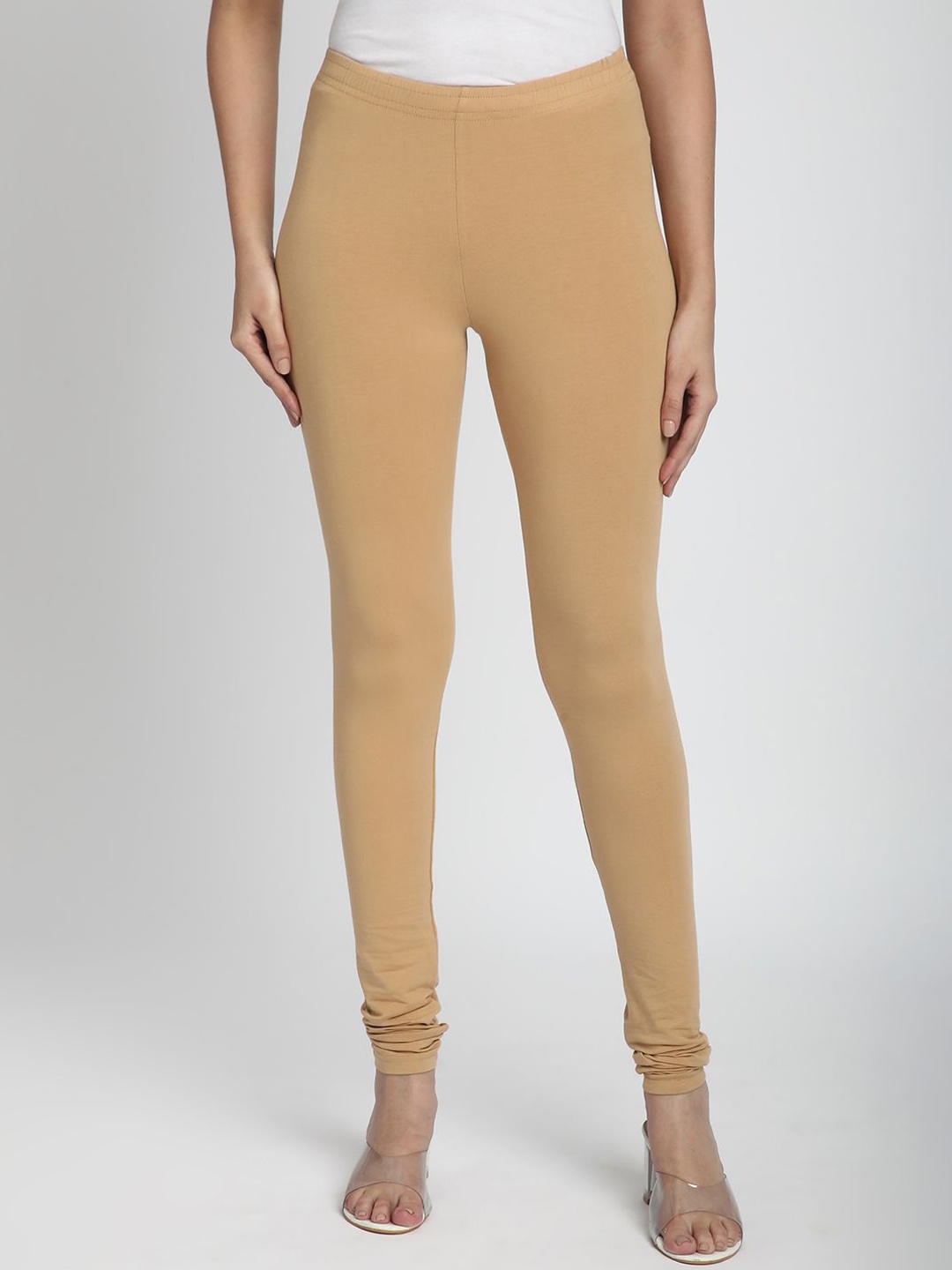 R&B Women Mid-Rise Ankle-Length Leggings, Beige