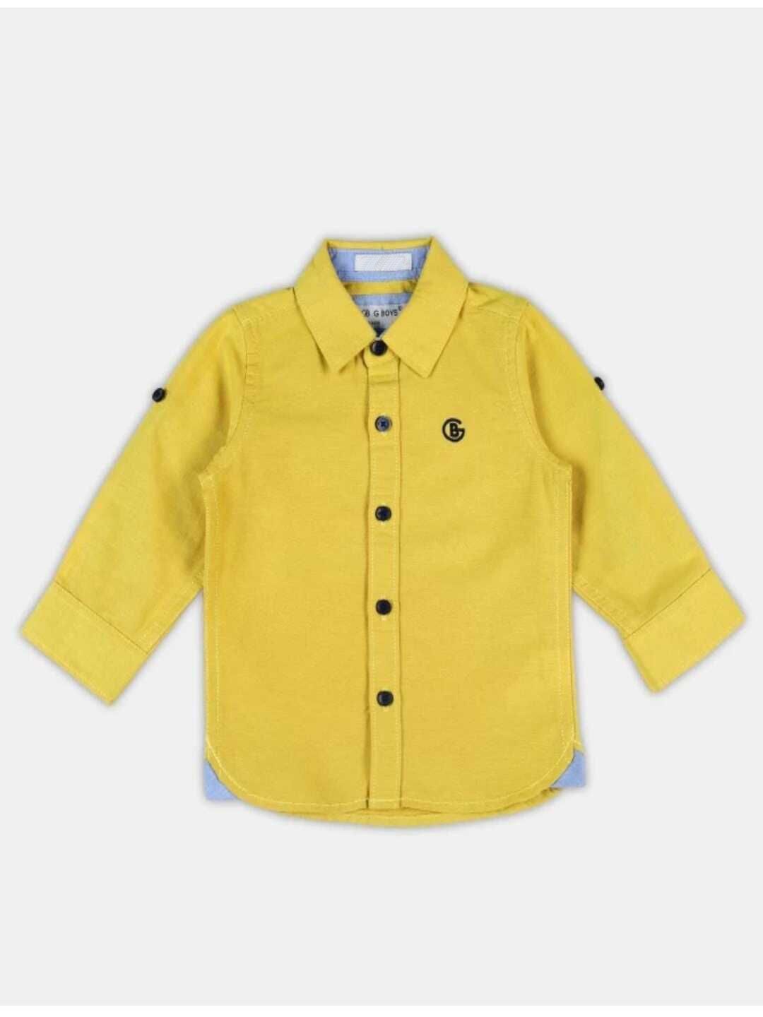 

TINIBERRY Unisex Kids Comfort Spread Collar Solid Cotton Casual Shirt, Yellow