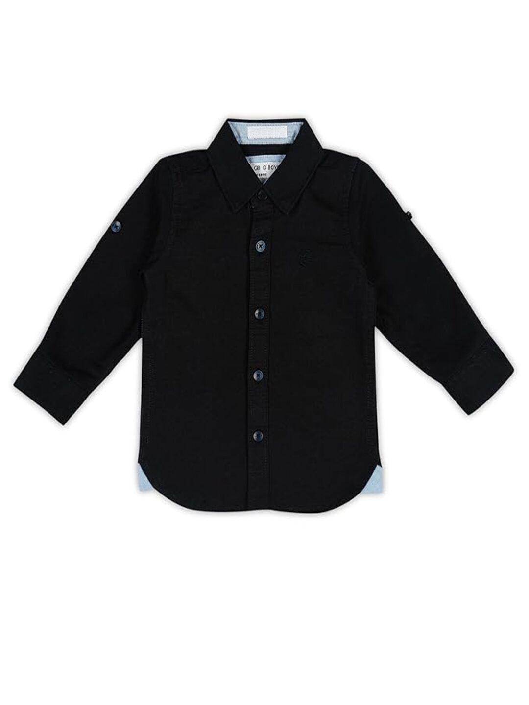 

TINIBERRY Unisex Kids Comfort Spread Collar Solid Cotton Casual Shirt, Black