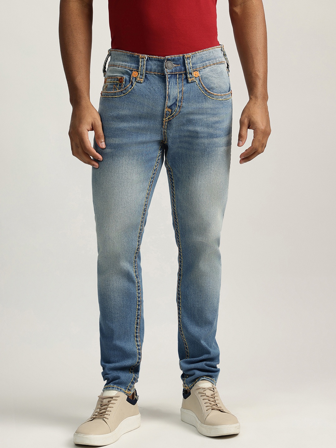 

True Religion Men Cotton Slim Fit Heavy Fade Jeans, Blue