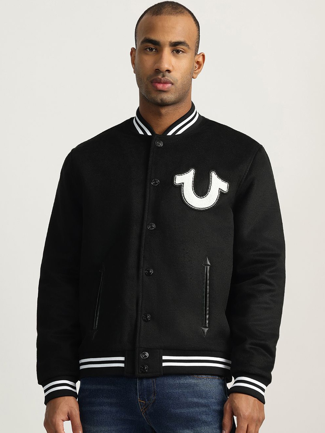 

True Religion Men Bomber Jacket, Black